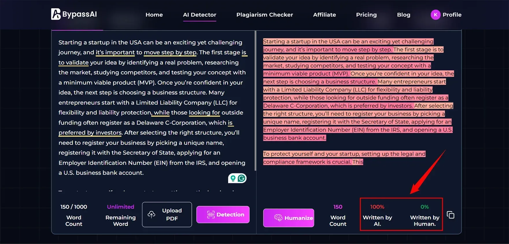 BypassAI.io AI detector