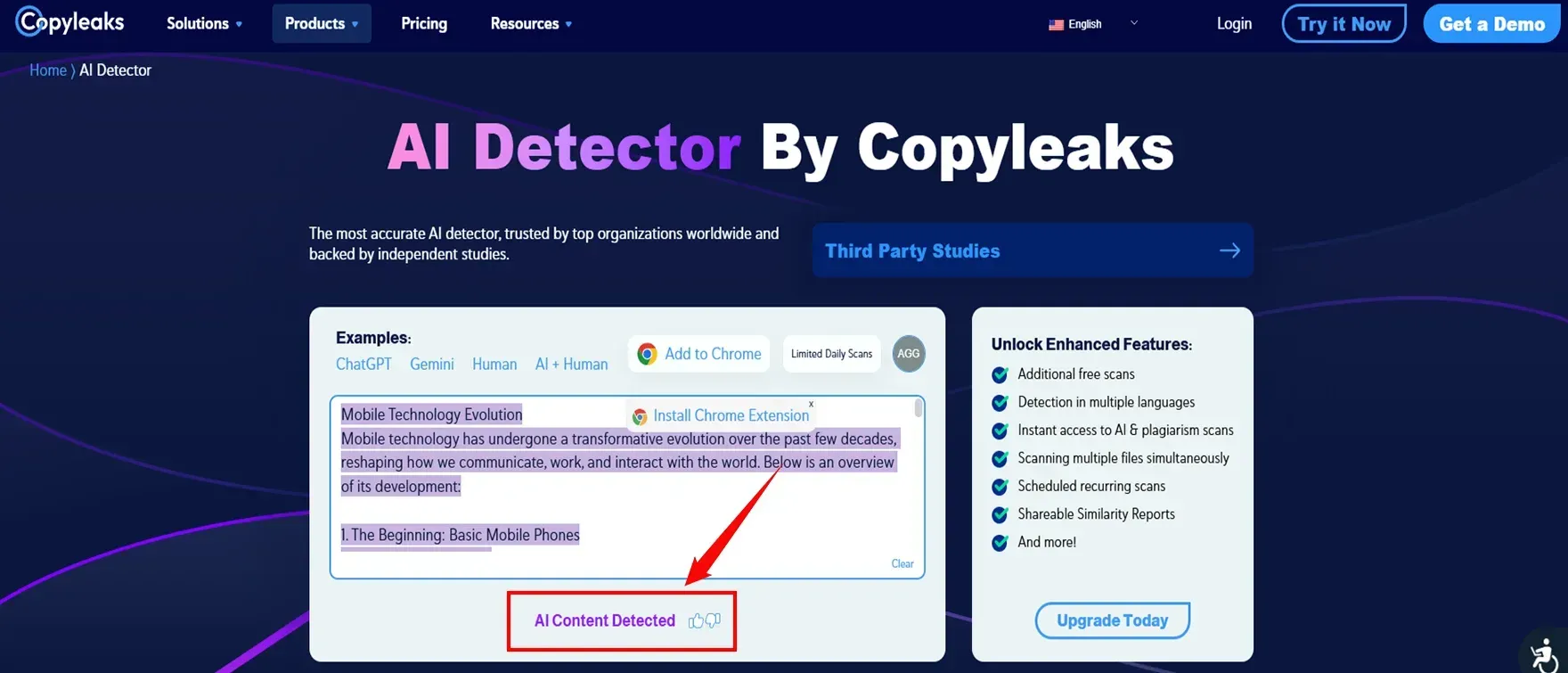 Check the copy using the Copyleaks AI Detector.