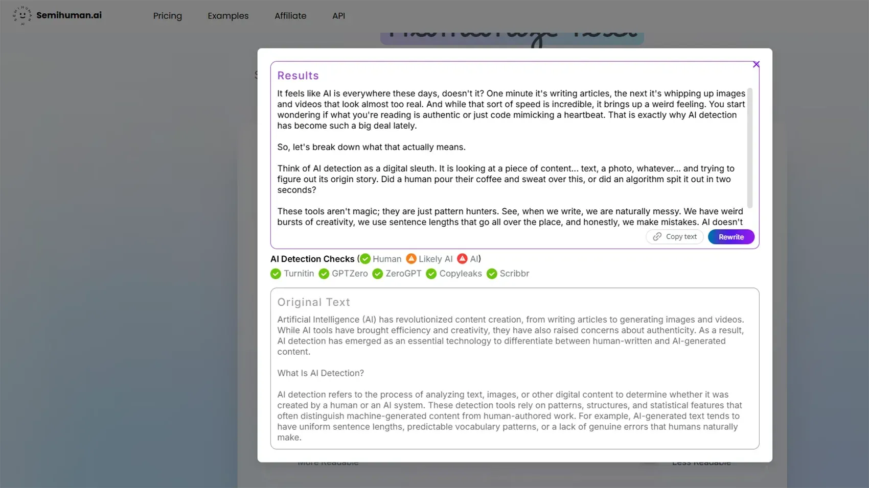 Humanize the content in SemiHuman AI