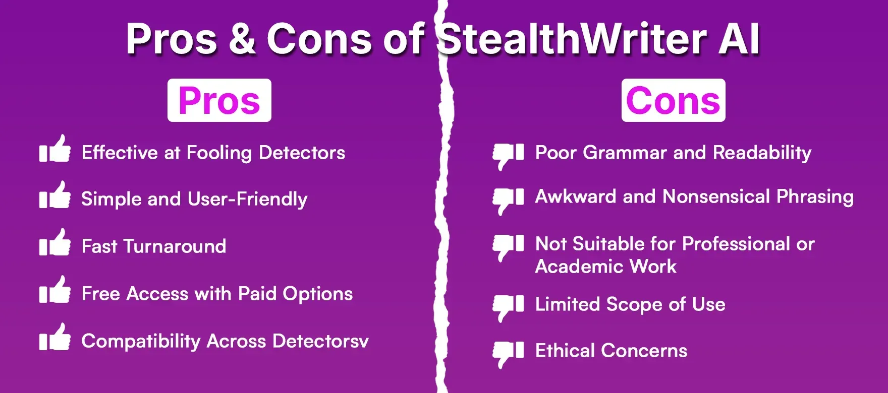 Pros & Cons of StealthWriter AI
