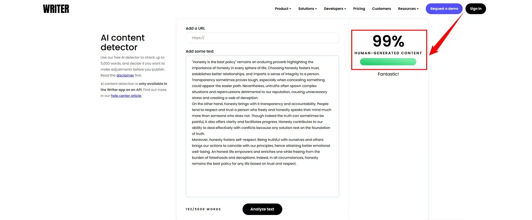 Re-examination via Writer AI Detector