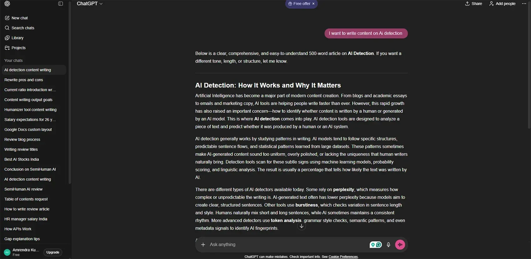 Write content through ChatGPT
